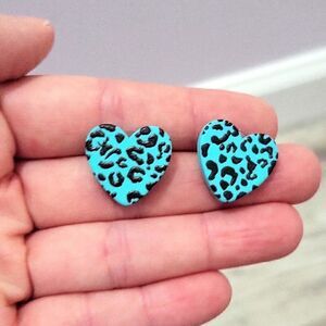 Heart shaped leoparddd earrings